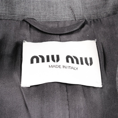 ミュウ ミュウ プリンスオブウェールズチェック テーラードジャケット グレー系 アウター MIU MIU