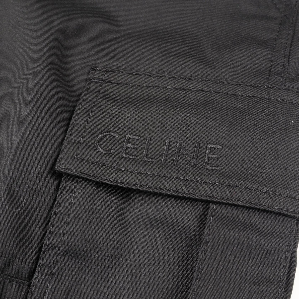 セリーヌ ロゴ刺繍 カーゴパンツ ブラック系 ボトムス CELINE