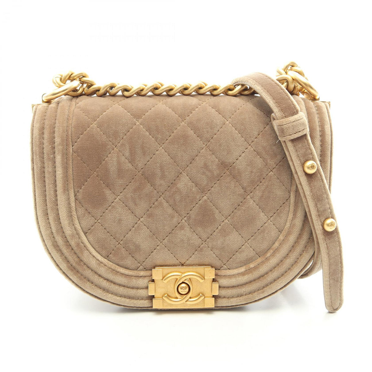 シャネル ボーイシャネル スモール ショルダーバッグ カーキ系 バッグ CHANEL