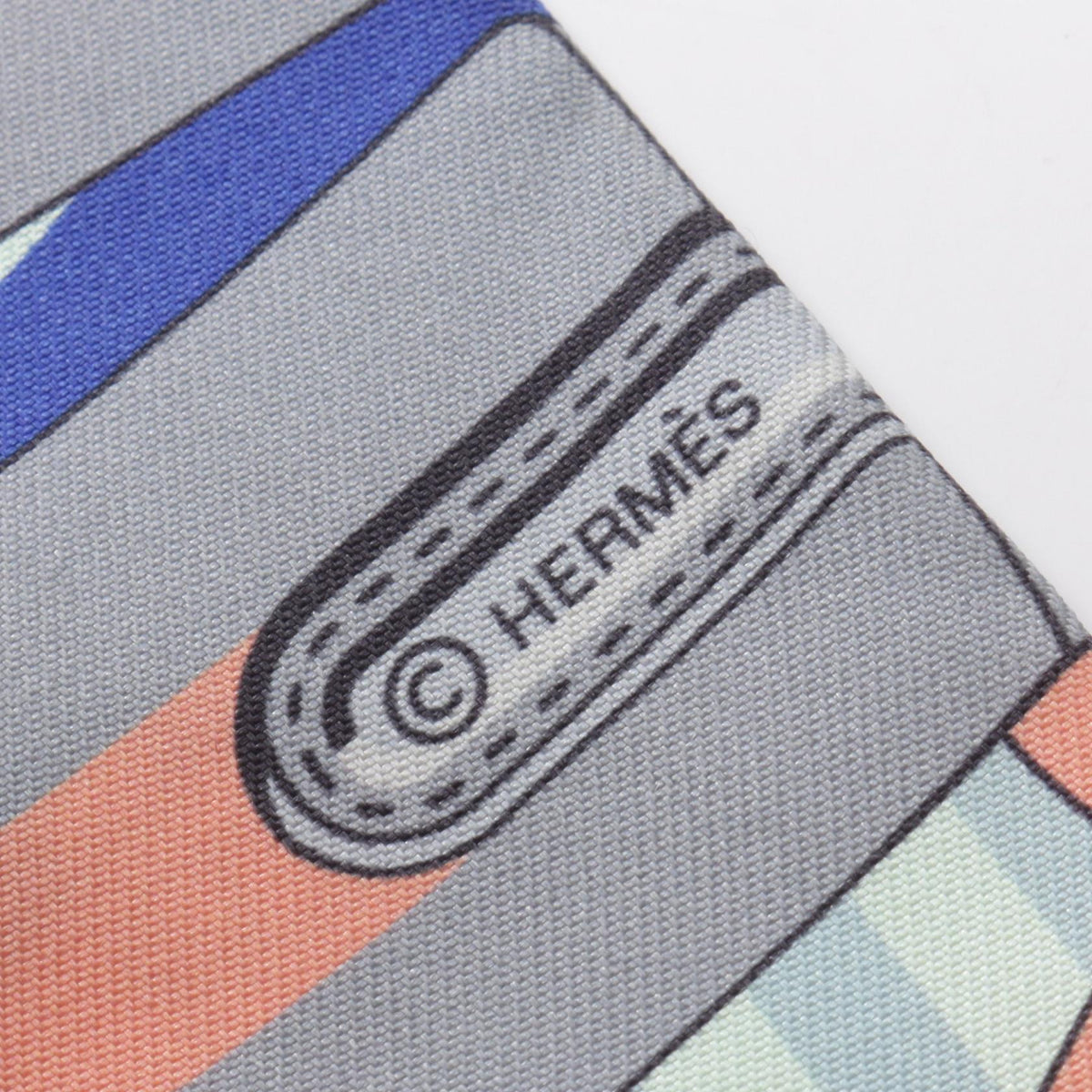 エルメス ツイリー LES SANGLES リボン スカーフ ブルー系 マルチカラー シルク 財布・小物 HERMES