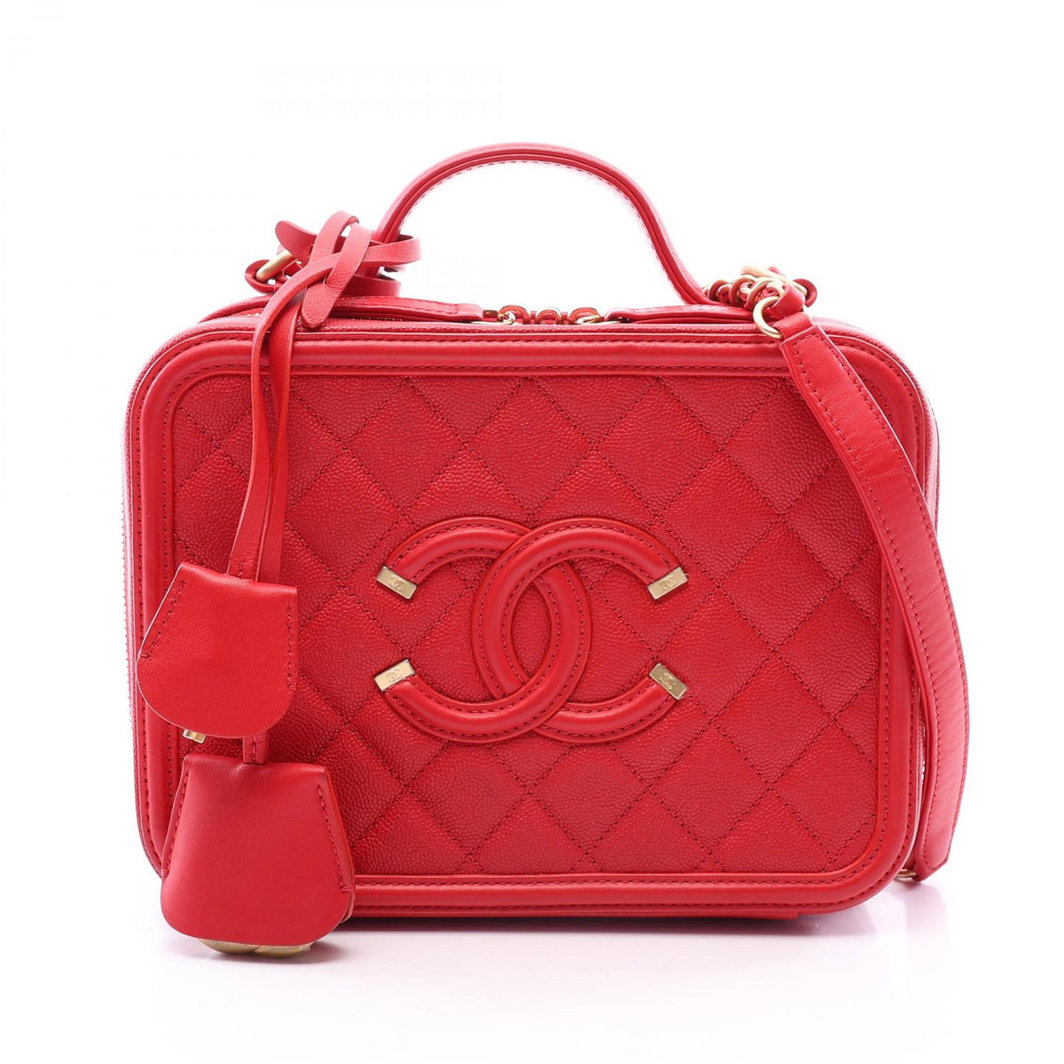 シャネル CCフィグリー バニティバッグ 2WAY ショルダーバッグ レッド系 バッグ CHANEL