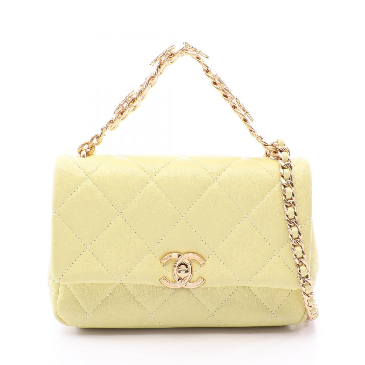 シャネル マトラッセ 2WAY ショルダーバッグ イエロー系 バッグ CHANEL