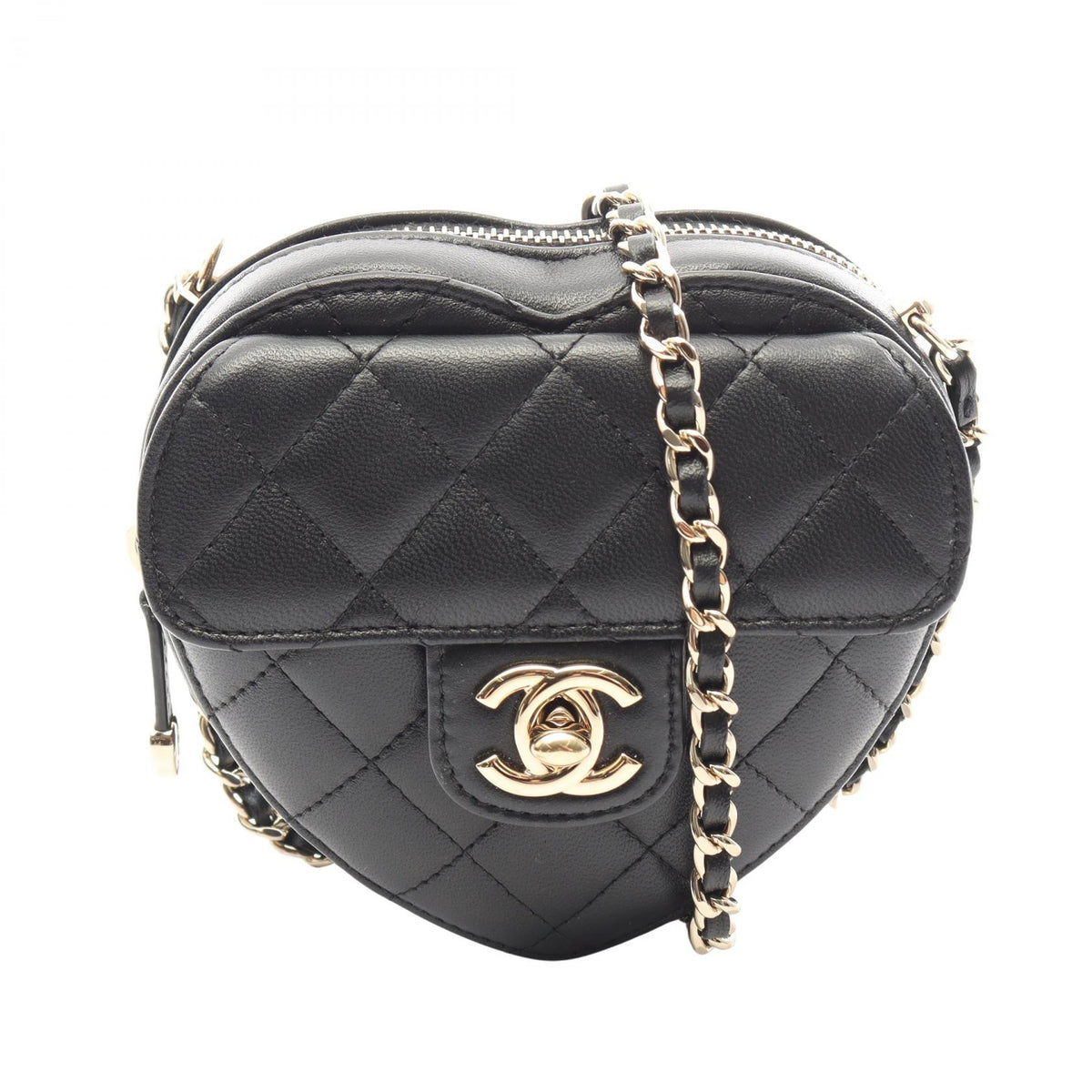 シャネル ハート チェーン クラッチ バッグ ショルダーバッグ ブラック系 バッグ CHANEL