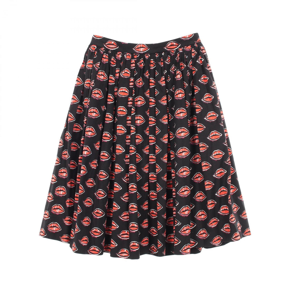プラダ リップ柄 スカート ブラック系 レッド系 ボトムス PRADA