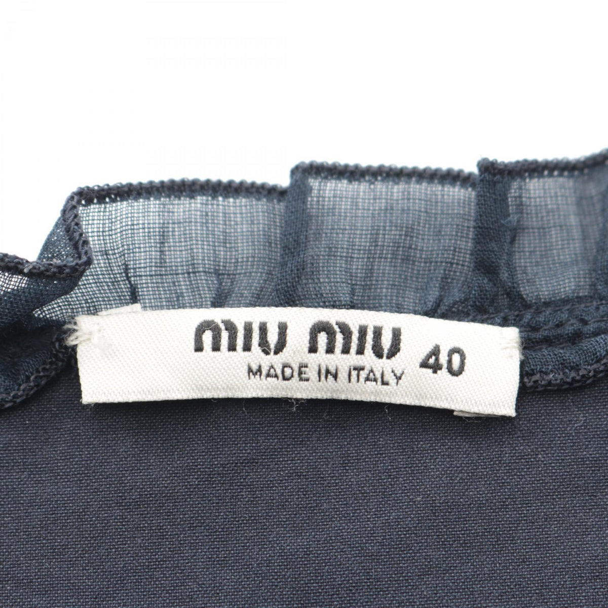 ミュウ ミュウ フリル ノースリーブ ワンピース ネイビー系 ワンピース MIU MIU