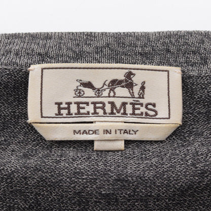 エルメス クルーネック ニット グレー系 イエロー系 シルク トップス HERMES