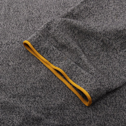 エルメス クルーネック ニット グレー系 イエロー系 シルク トップス HERMES