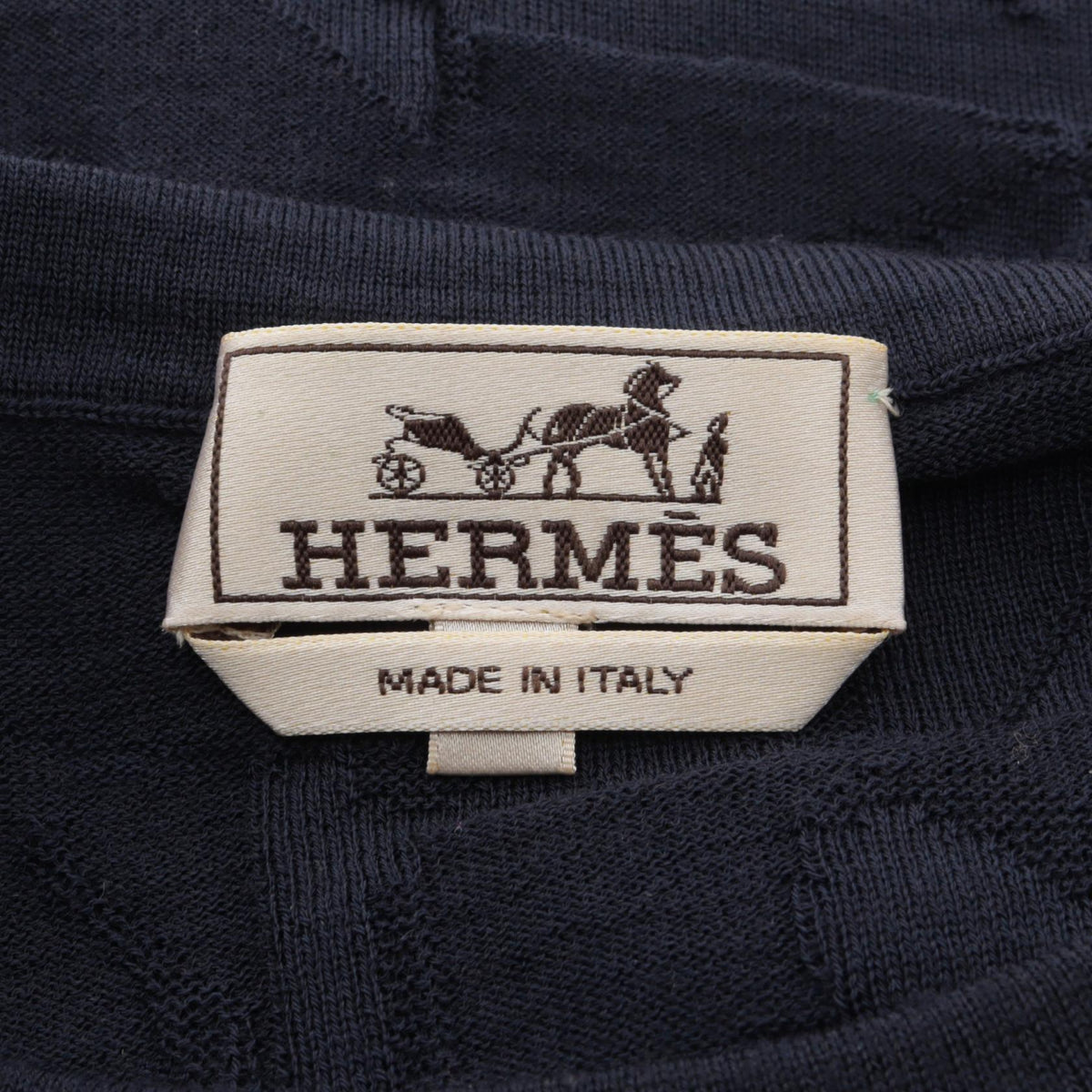 エルメス 総柄 クルーネック ニット ネイビー系 トップス HERMES