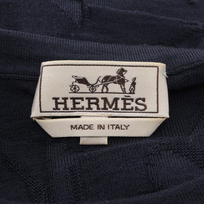 エルメス 総柄 クルーネック ニット ネイビー系 トップス HERMES