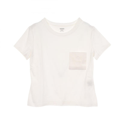 エルメス モザイク H刺繍 ポケット付き 半袖Tシャツ ホワイト系 トップス HERMES