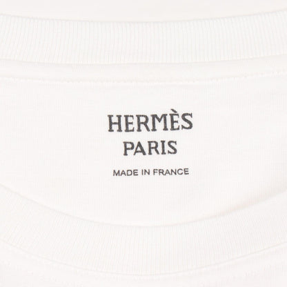 エルメス モザイク H刺繍 ポケット付き 半袖Tシャツ ホワイト系 トップス HERMES