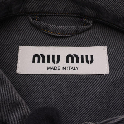 ミュウ ミュウ クロップドシャンプレーシャツ ウォッシュ加工 カットオフ その他トップス グレー系 トップス MIU MIU