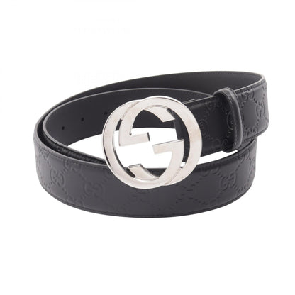 グッチ インターロッキングG グッチシマ シルバー金具 ベルト ブラック系 財布・小物 GUCCI