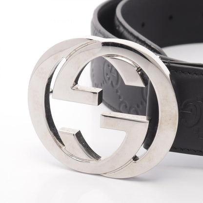グッチ インターロッキングG グッチシマ シルバー金具 ベルト ブラック系 財布・小物 GUCCI
