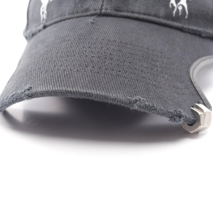 バレンシアガ DIY METAL ロゴ刺繍 ダメージ加工 キャップ ブラック系 財布・小物 BALENCIAGA