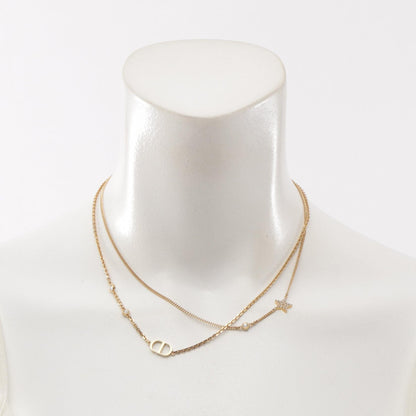 ディオール CDロゴ ダブル ネックレス ゴールド系 クリア系 アクセサリー DIOR