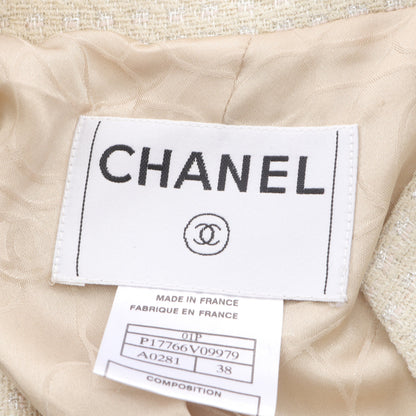 ツイード パール セットアップ スカートスーツ ナイロン レーヨン ウール アイボリー 01P シャネル スーツ CHANEL