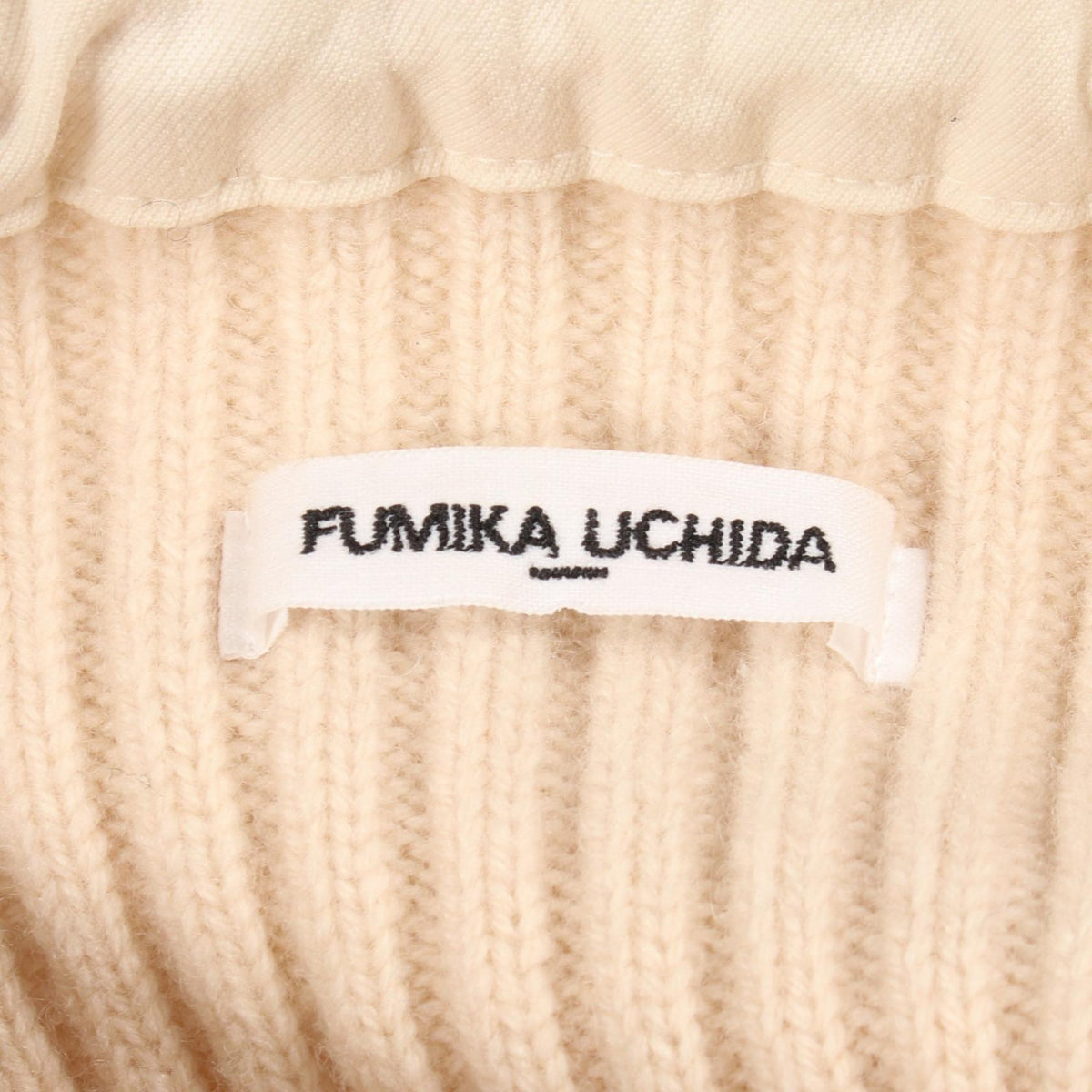 フミカウチダ リブニット パッチ ハイネック ニット ベージュ系 トップス FUMIKA UCHIDA