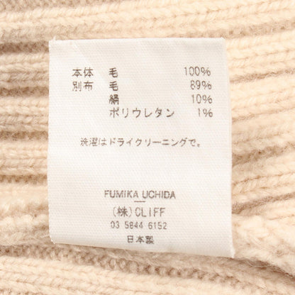 フミカウチダ リブニット パッチ ハイネック ニット ベージュ系 トップス FUMIKA UCHIDA