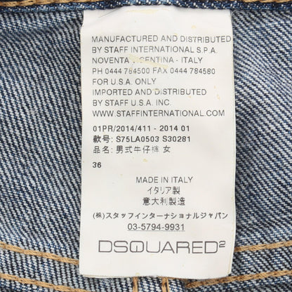 ディースクエアード ダメージ加工 ロールアップ クロップド デニムパンツ ブルー系 ボトムス DSQUARED2