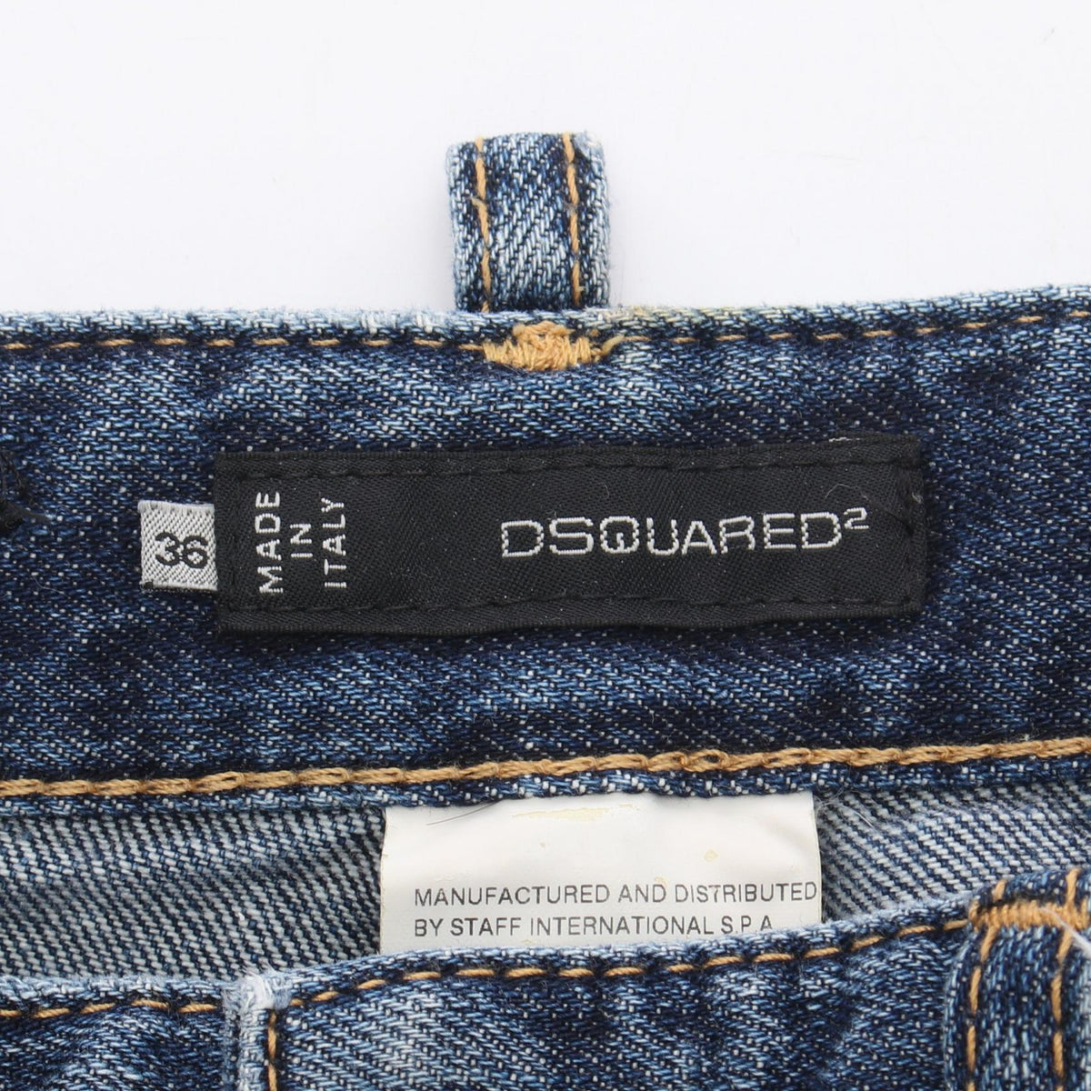 ディースクエアード ダメージ加工 ロールアップ クロップド デニムパンツ ブルー系 ボトムス DSQUARED2