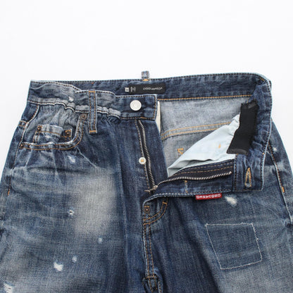 ディースクエアード ダメージ加工 ロールアップ クロップド デニムパンツ ブルー系 ボトムス DSQUARED2