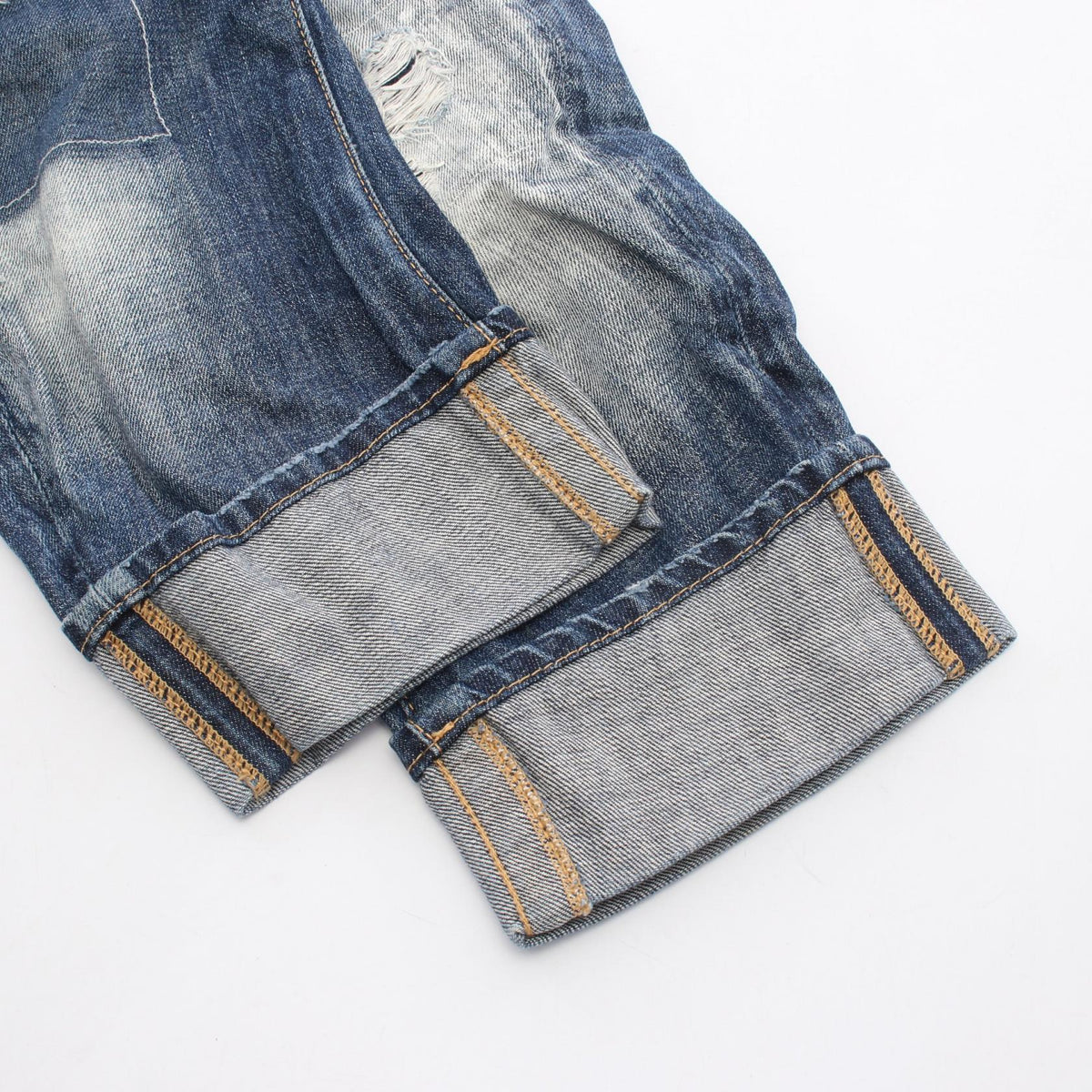 ディースクエアード ダメージ加工 ロールアップ クロップド デニムパンツ ブルー系 ボトムス DSQUARED2