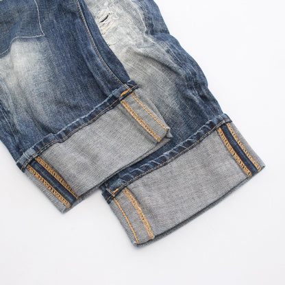ディースクエアード ダメージ加工 ロールアップ クロップド デニムパンツ ブルー系 ボトムス DSQUARED2