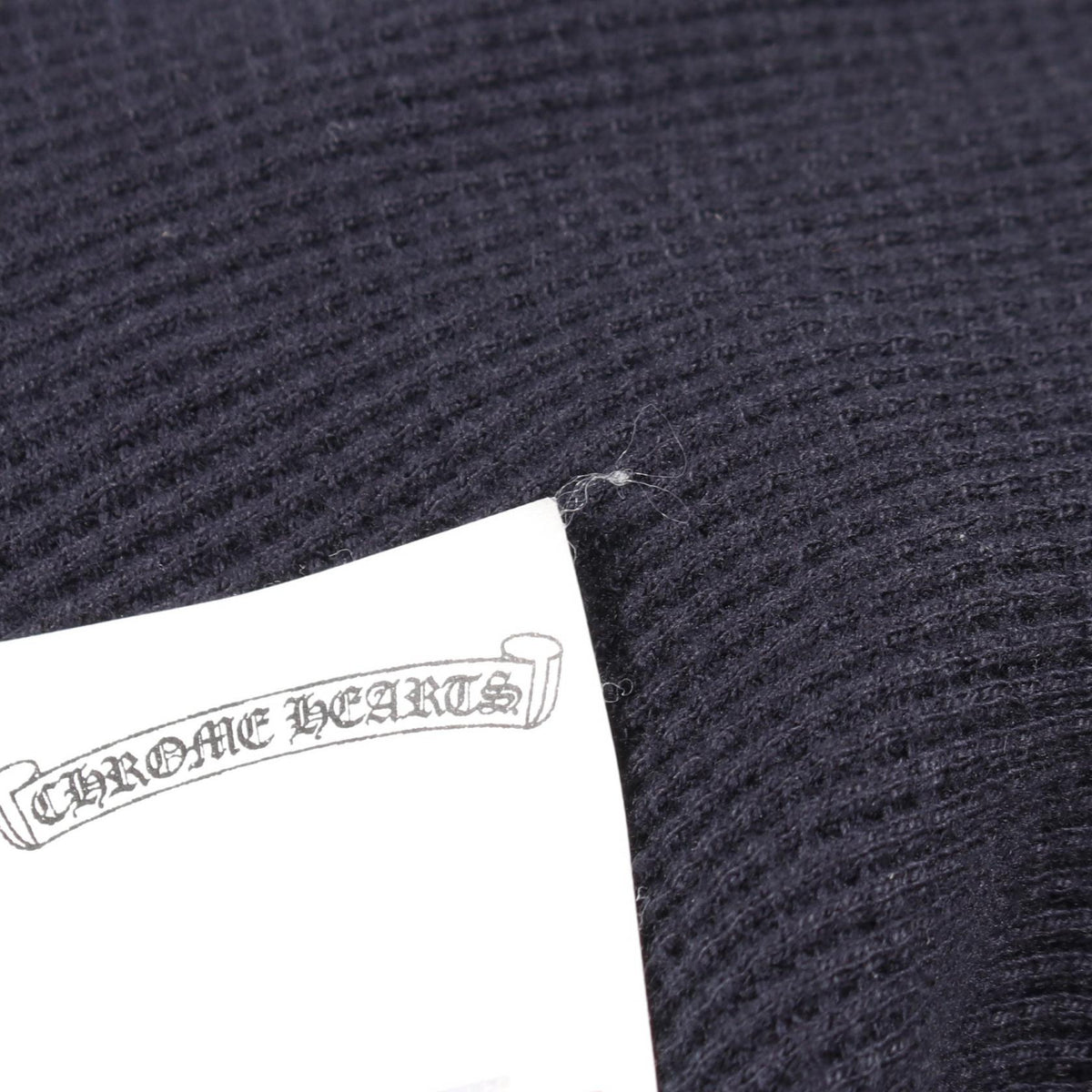クロムハーツ Y NOT クロスパッチ ヘンリーネック サーマル 長袖Tシャツ ネイビー系 トップス CHROME HEARTS