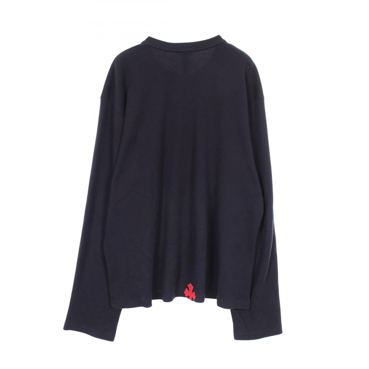 クロムハーツ Y NOT クロスパッチ ヘンリーネック サーマル 長袖Tシャツ ネイビー系 トップス CHROME HEARTS
