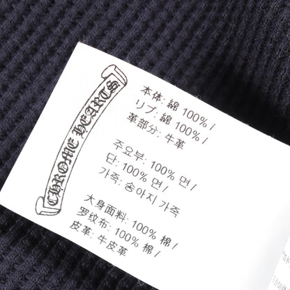 クロムハーツ Y NOT クロスパッチ ヘンリーネック サーマル 長袖Tシャツ ネイビー系 トップス CHROME HEARTS