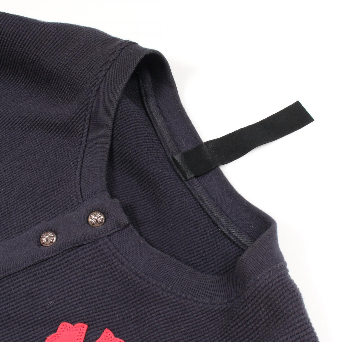 クロムハーツ Y NOT クロスパッチ ヘンリーネック サーマル 長袖Tシャツ ネイビー系 トップス CHROME HEARTS