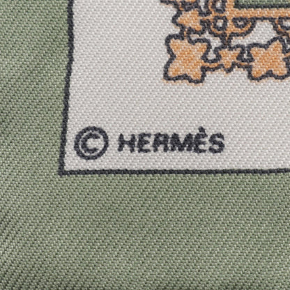 エルメス プチカレ カレ45 Brins d'or スカーフ グリーン系 マルチカラー シルク 財布・小物 HERMES