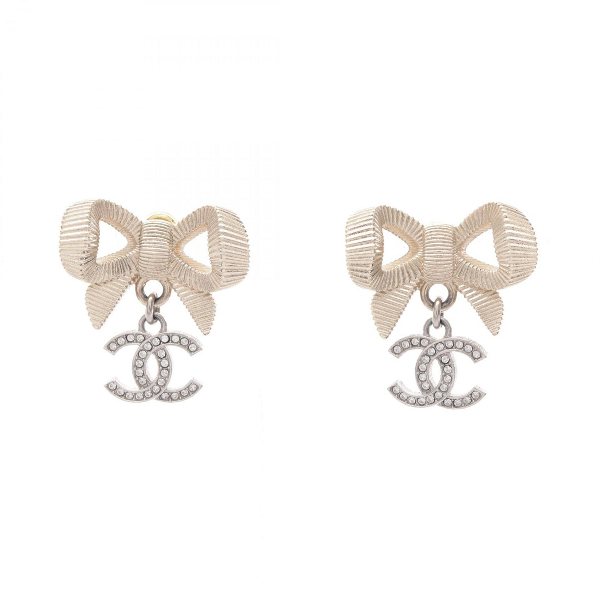 シャネル ココマーク リボン ピアス ゴールド系 シルバー系 クリア系 アクセサリー CHANEL