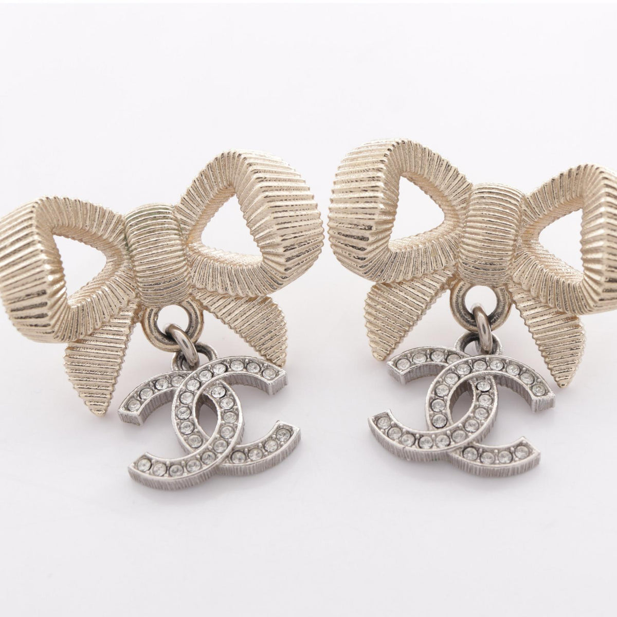 シャネル ココマーク リボン ピアス ゴールド系 シルバー系 クリア系 アクセサリー CHANEL
