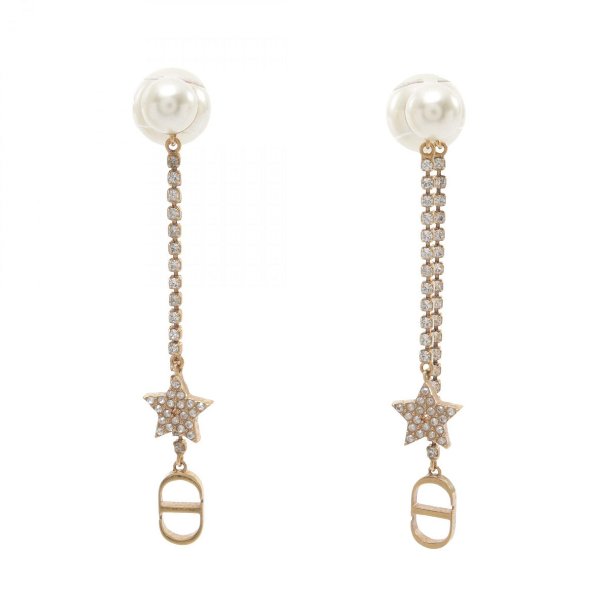 ディオール トライバル CDロゴ ピアス ゴールド系 ホワイト系 クリア系 アクセサリー DIOR