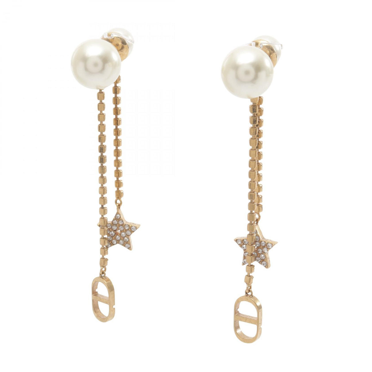 ディオール トライバル CDロゴ ピアス ゴールド系 ホワイト系 クリア系 アクセサリー DIOR
