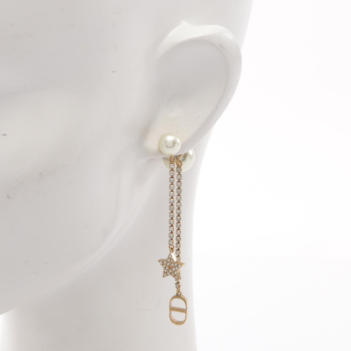 ディオール トライバル CDロゴ ピアス ゴールド系 ホワイト系 クリア系 アクセサリー DIOR
