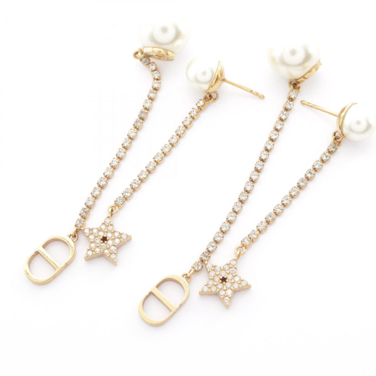 ディオール トライバル CDロゴ ピアス ゴールド系 ホワイト系 クリア系 アクセサリー DIOR