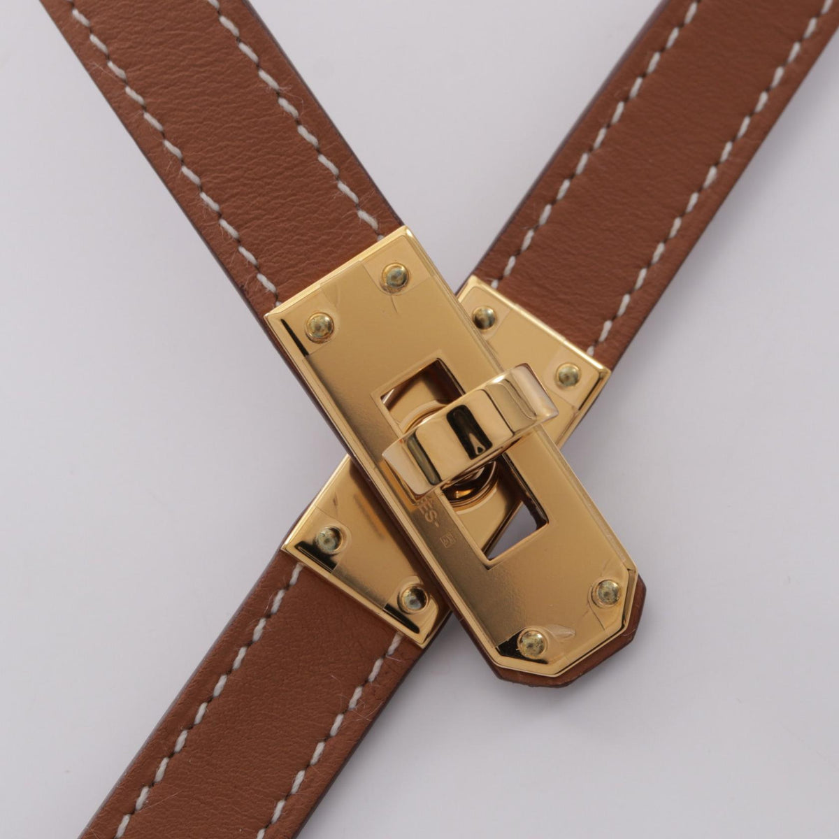 エルメス ケリー ゴールド W刻印 ネックレス ブラウン系 シルバー系 ヴォースイフト アクセサリー HERMES