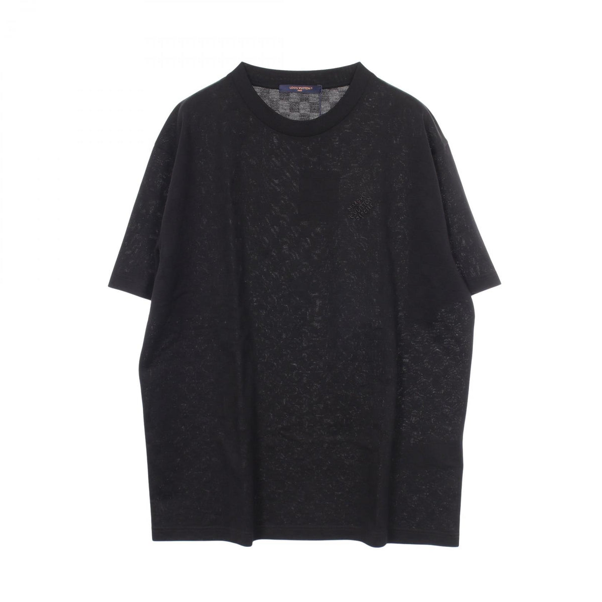 ルイ・ヴィトン ダミエ ロゴ刺繍 半袖Tシャツ ブラック系 トップス LOUIS VUITTON