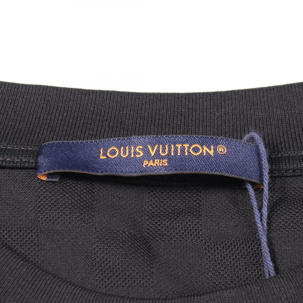 ルイ・ヴィトン ダミエ ロゴ刺繍 半袖Tシャツ ブラック系 トップス LOUIS VUITTON