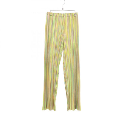 プリーツプリーズ ストライプ パンツ グリーン系 イエロー系 マルチカラー ボトムス PLEATS PLEASE