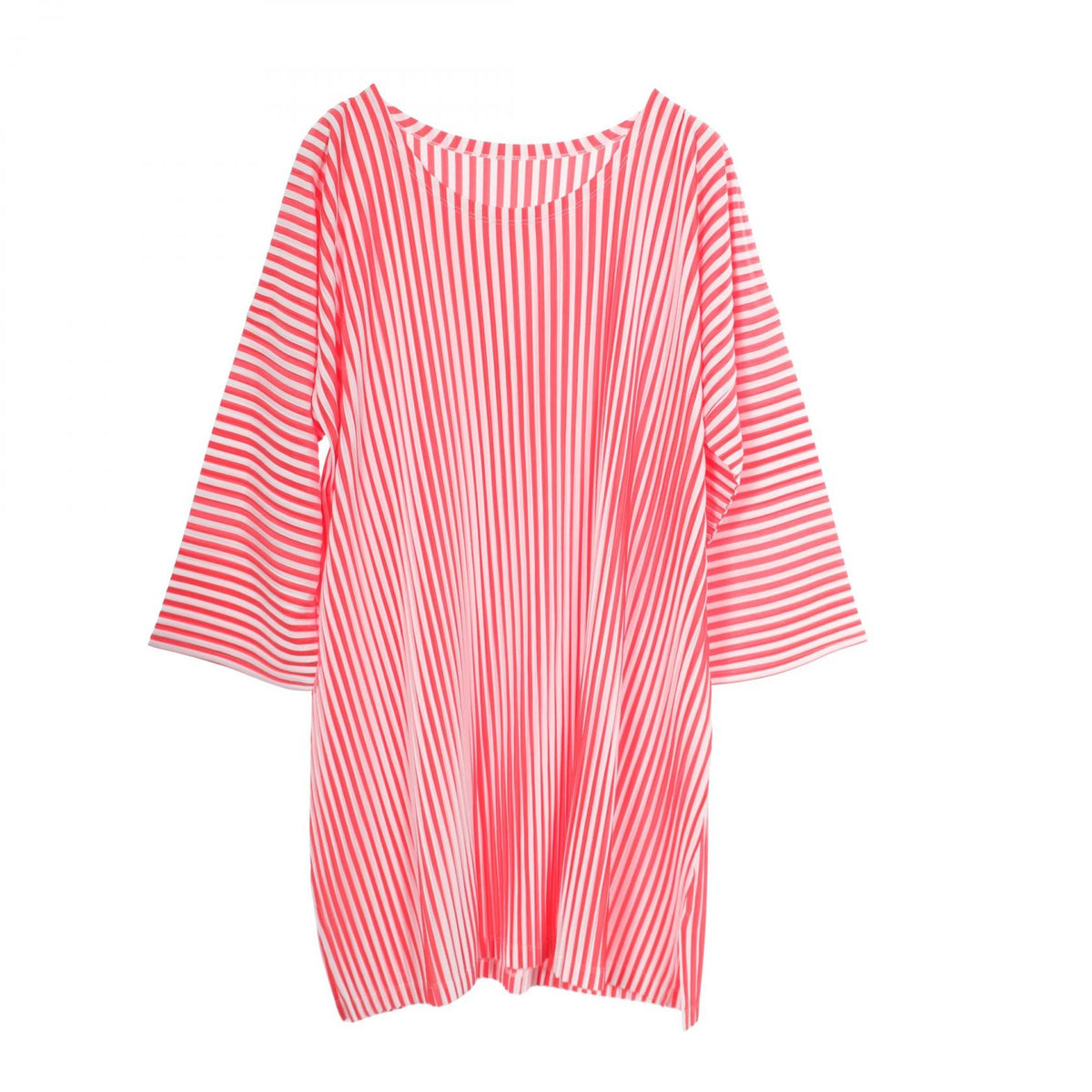 プリーツプリーズ プリーツ ストライプ カットソー レッド系 ホワイト系 トップス PLEATS PLEASE