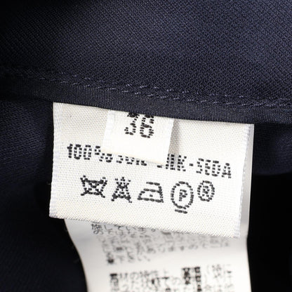 エルメス プリーツ スカート ネイビー系 シルク ボトムス HERMES