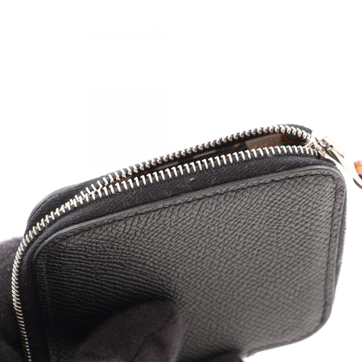 エルメス アザップ コンパクトミニ シルクイン コインケース ブラック系 ヴォーエプソン 財布・小物 HERMES