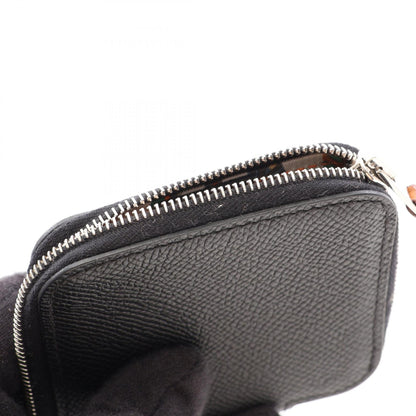 エルメス アザップ コンパクトミニ シルクイン コインケース ブラック系 ヴォーエプソン 財布・小物 HERMES
