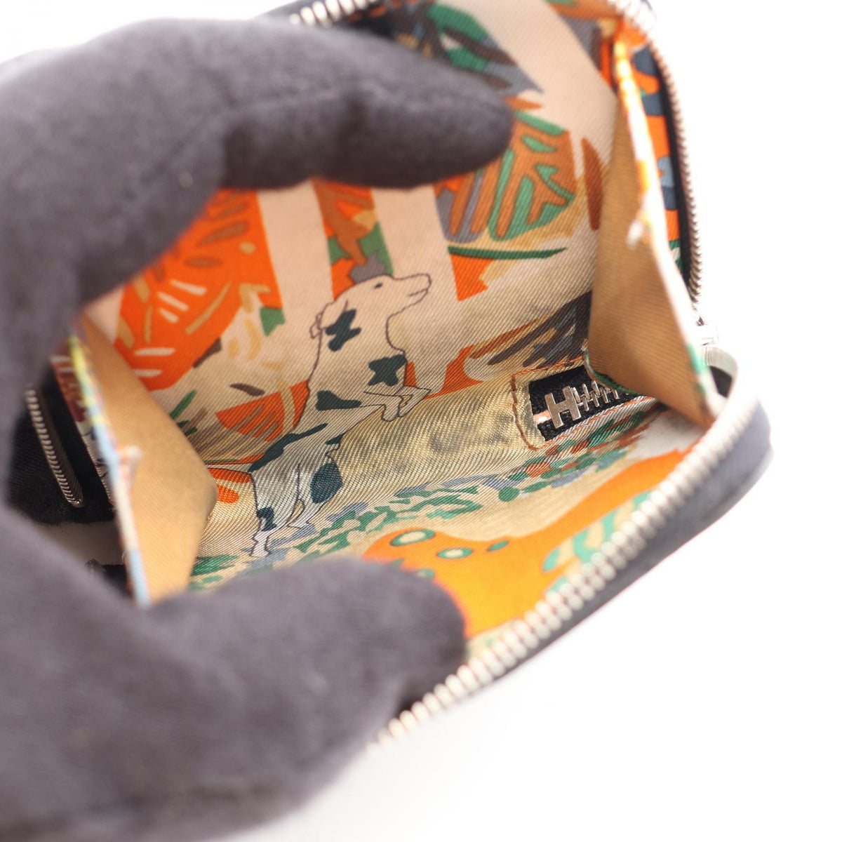 エルメス アザップ コンパクトミニ シルクイン コインケース ブラック系 ヴォーエプソン 財布・小物 HERMES