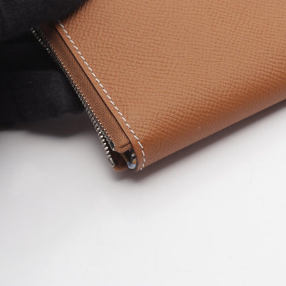 エルメス アザップコンパクト シルクイン ゴールド ラウンド財布 ブラウン系 ヴォーエプソン 財布・小物 HERMES