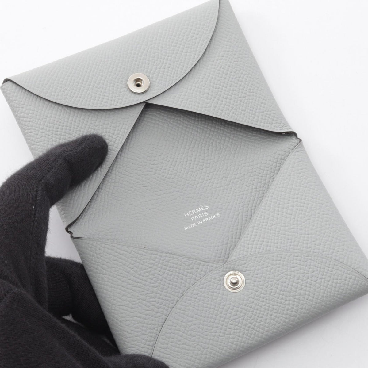 エルメス カルヴィ ブルーグラシエ コインケース グレー系 ヴォーエプソン 財布・小物 HERMES